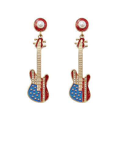 Stars and Stripes Guitar Earrings