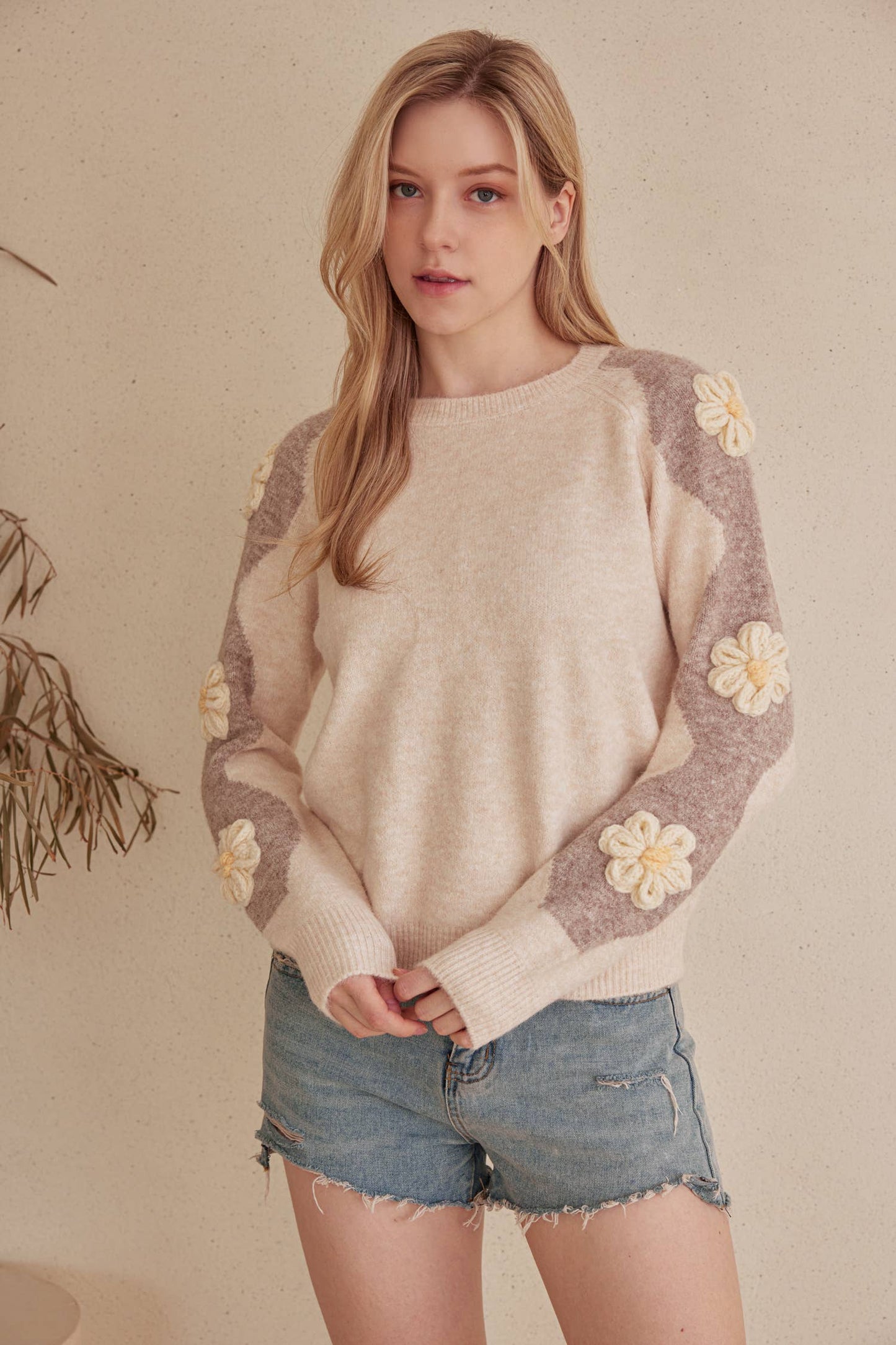 Floral Fuzzy Sweater