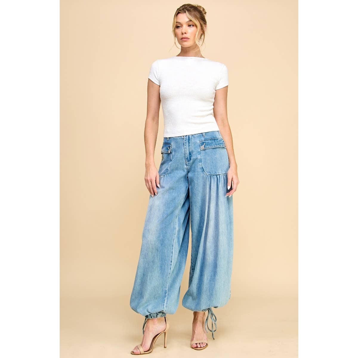 Drawstring Denim Pants