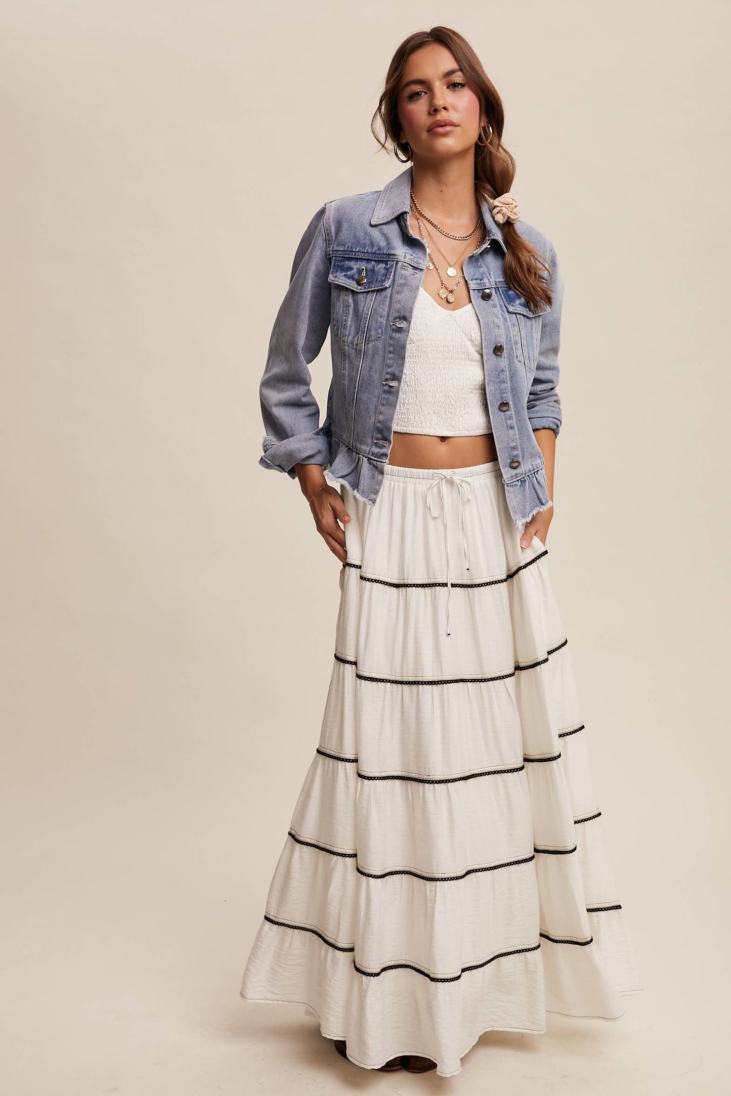 Ruffle My Feathers Denim Jacket
