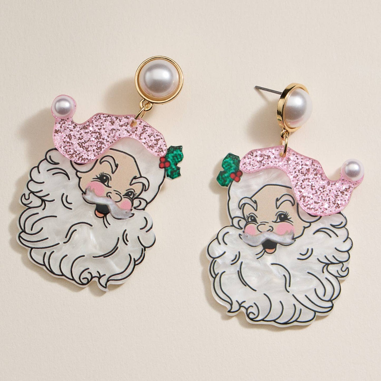 Pretty Pink Santa Pearl Earrings