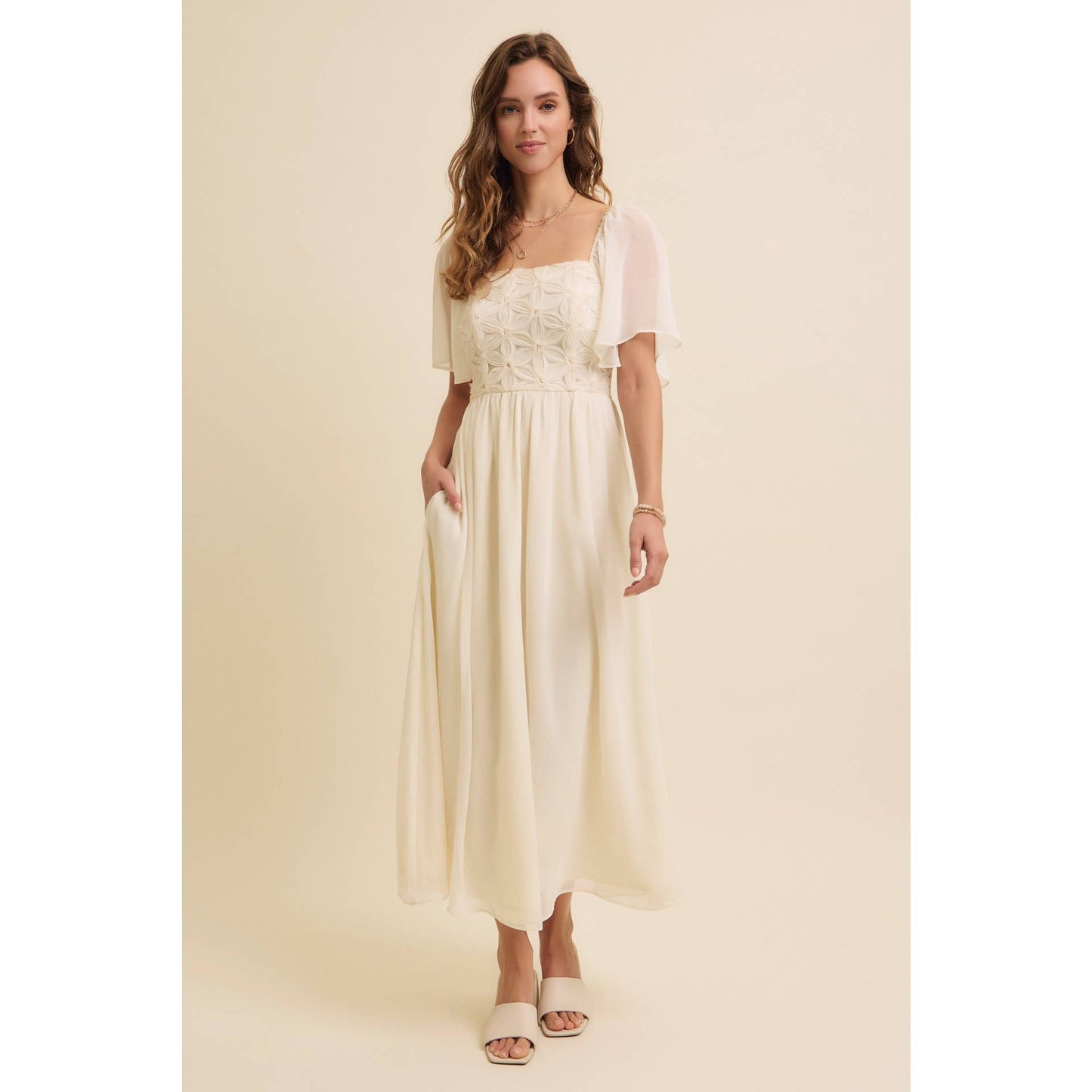 Feminine Flutter Midi Dress