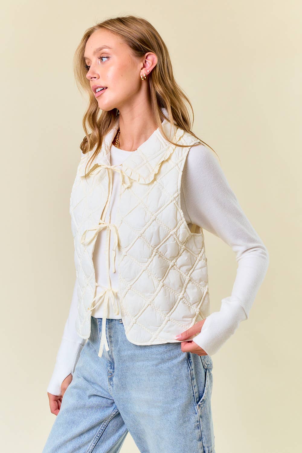 Ruffled and Quilted Vest