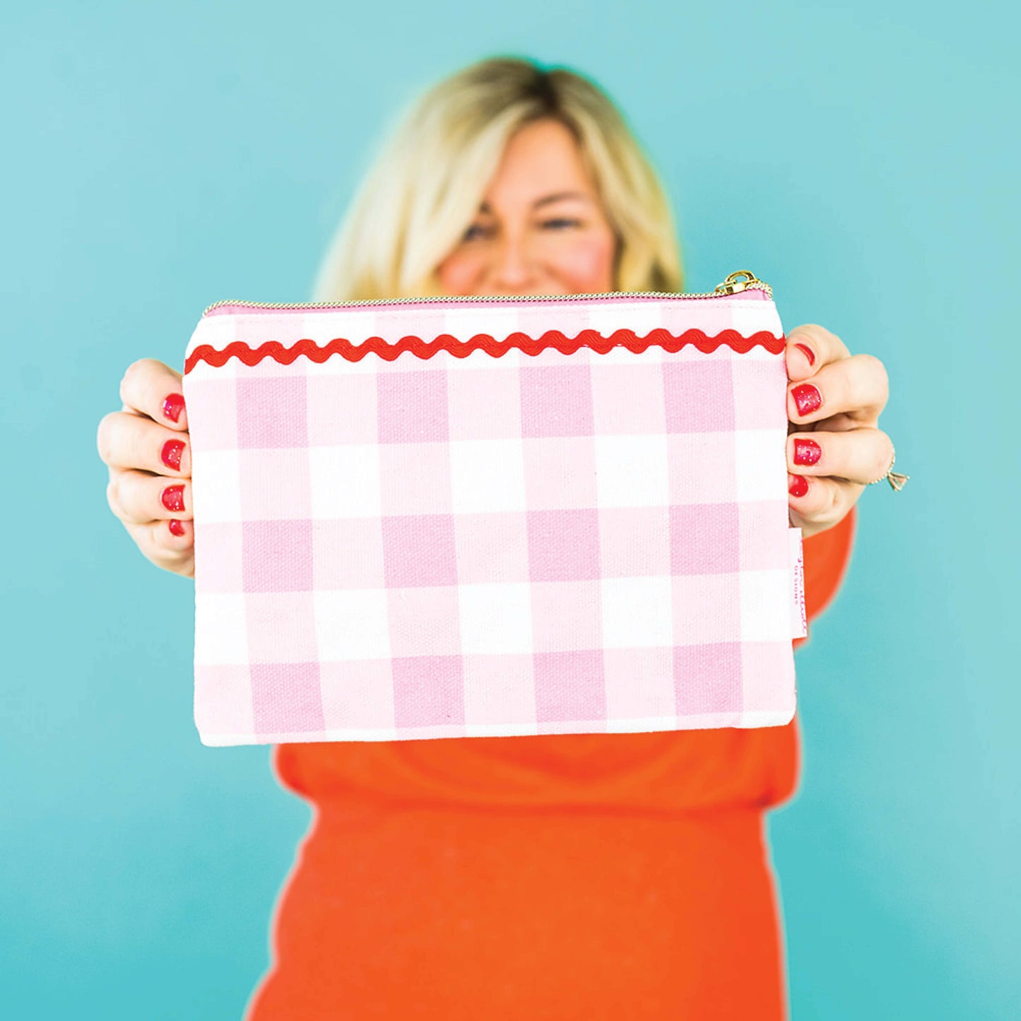 Red + Pink Pom Pom Pouch