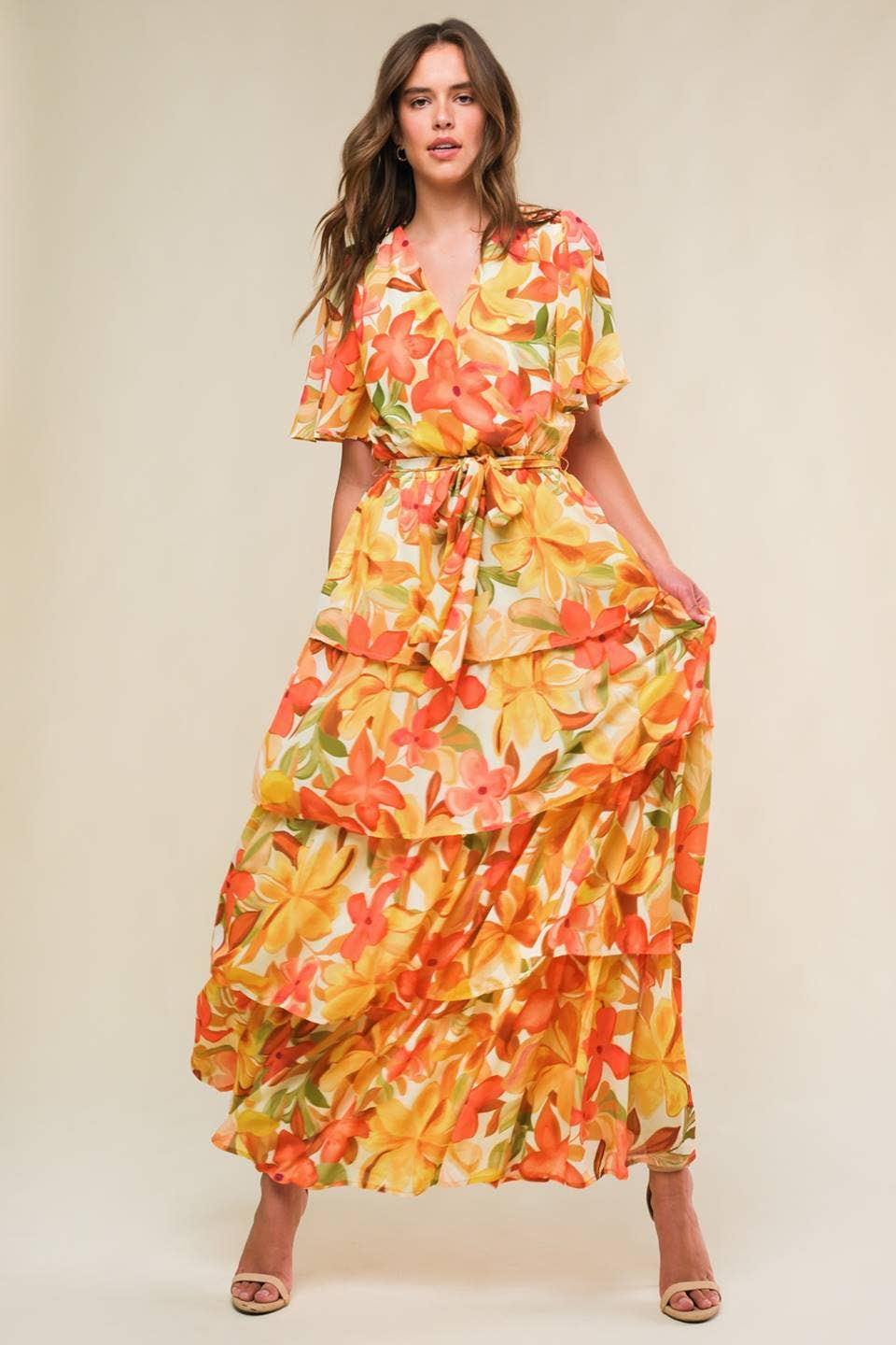 Pretty Plumeria Tiered Dress