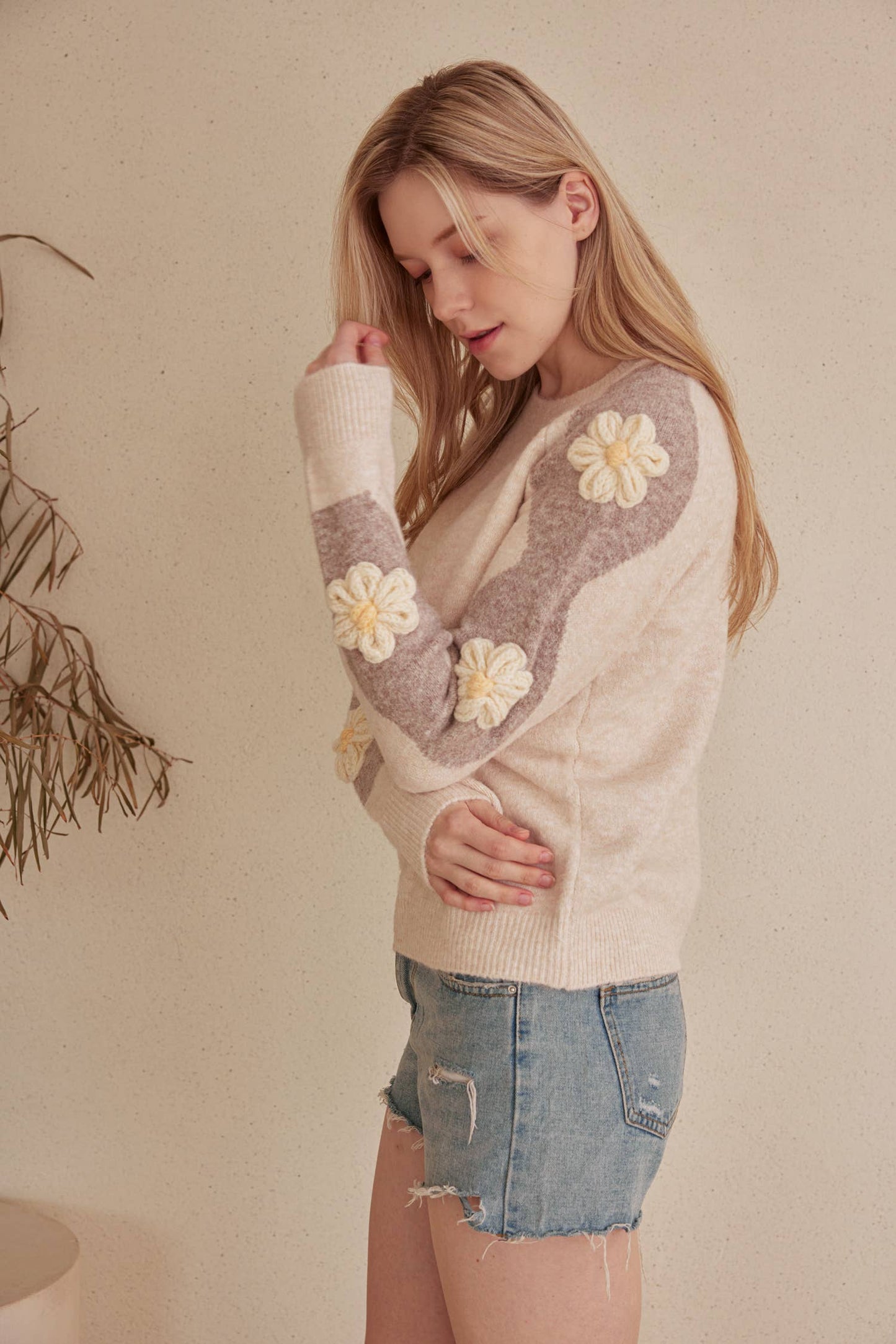 Floral Fuzzy Sweater