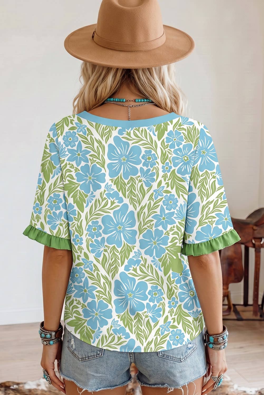 Fun and Floral Ruffle Top