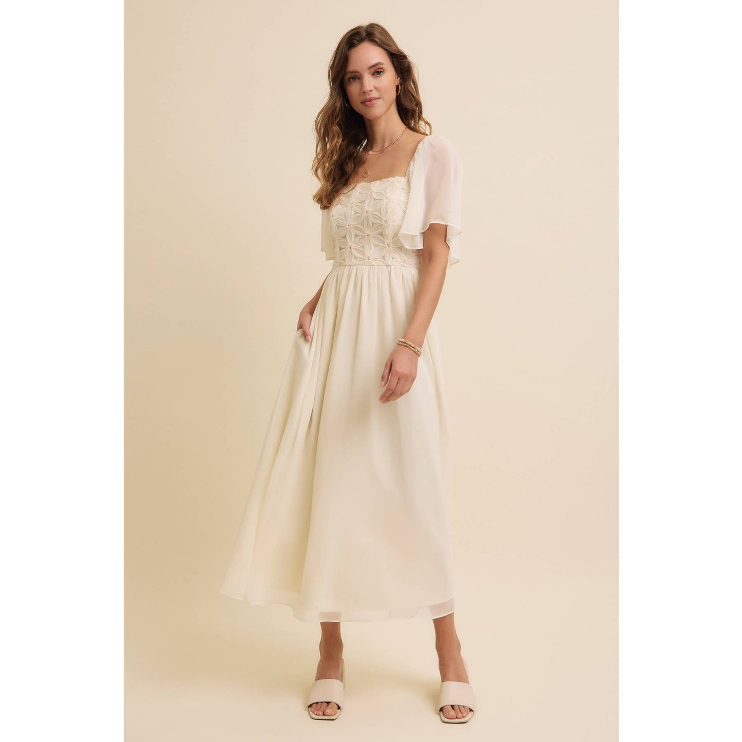 Feminine Flutter Midi Dress