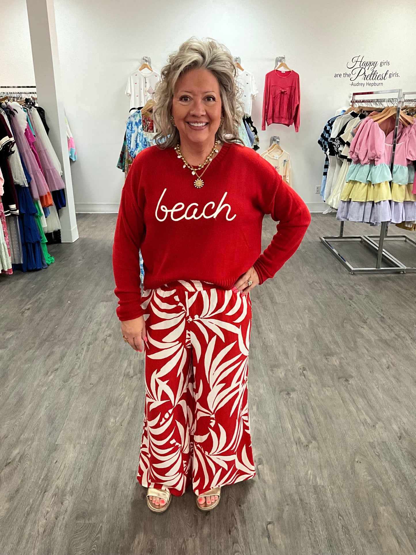 Dante Tropical Linen Pant: Cabana Red (Z SUPPLY)