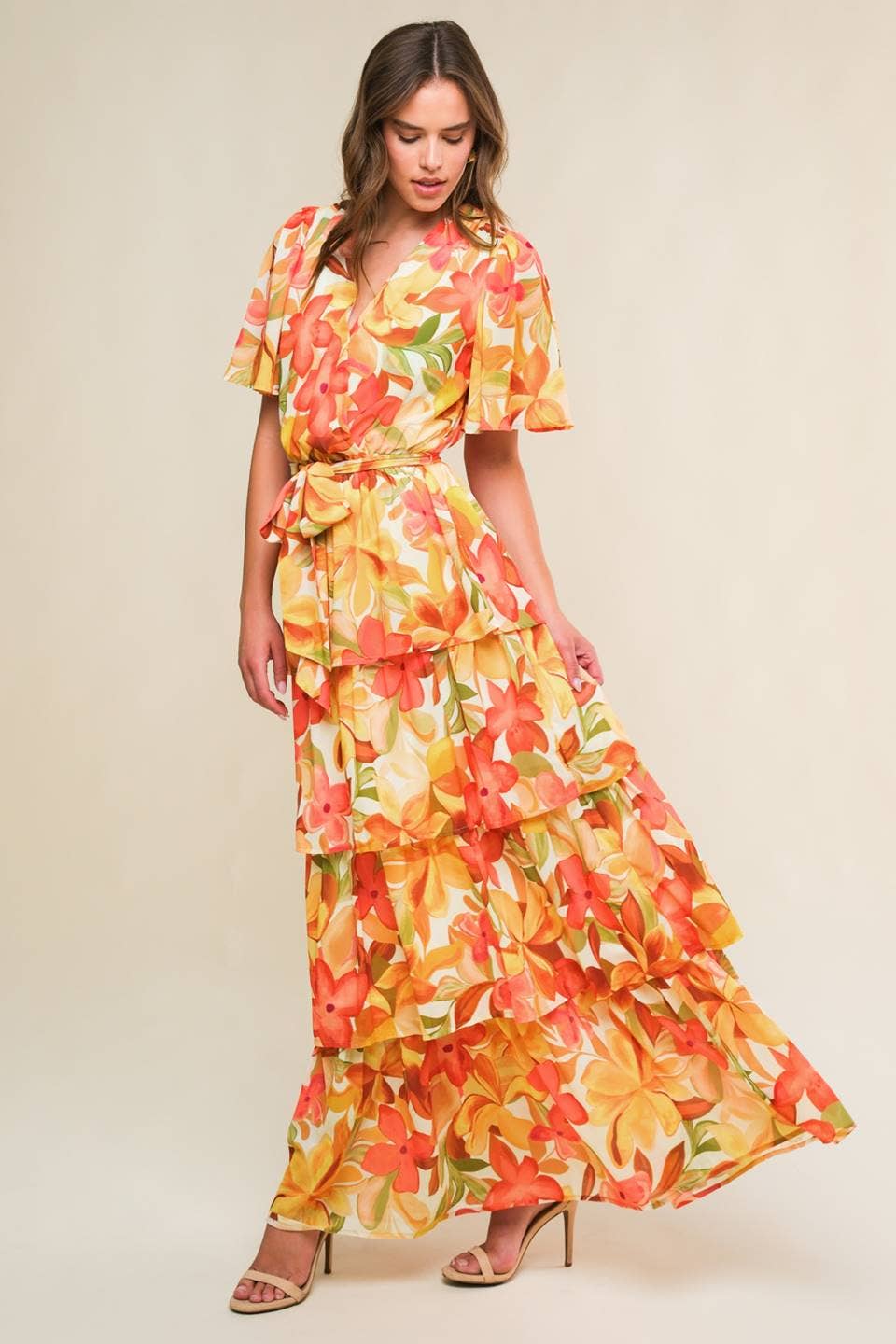 Pretty Plumeria Tiered Dress