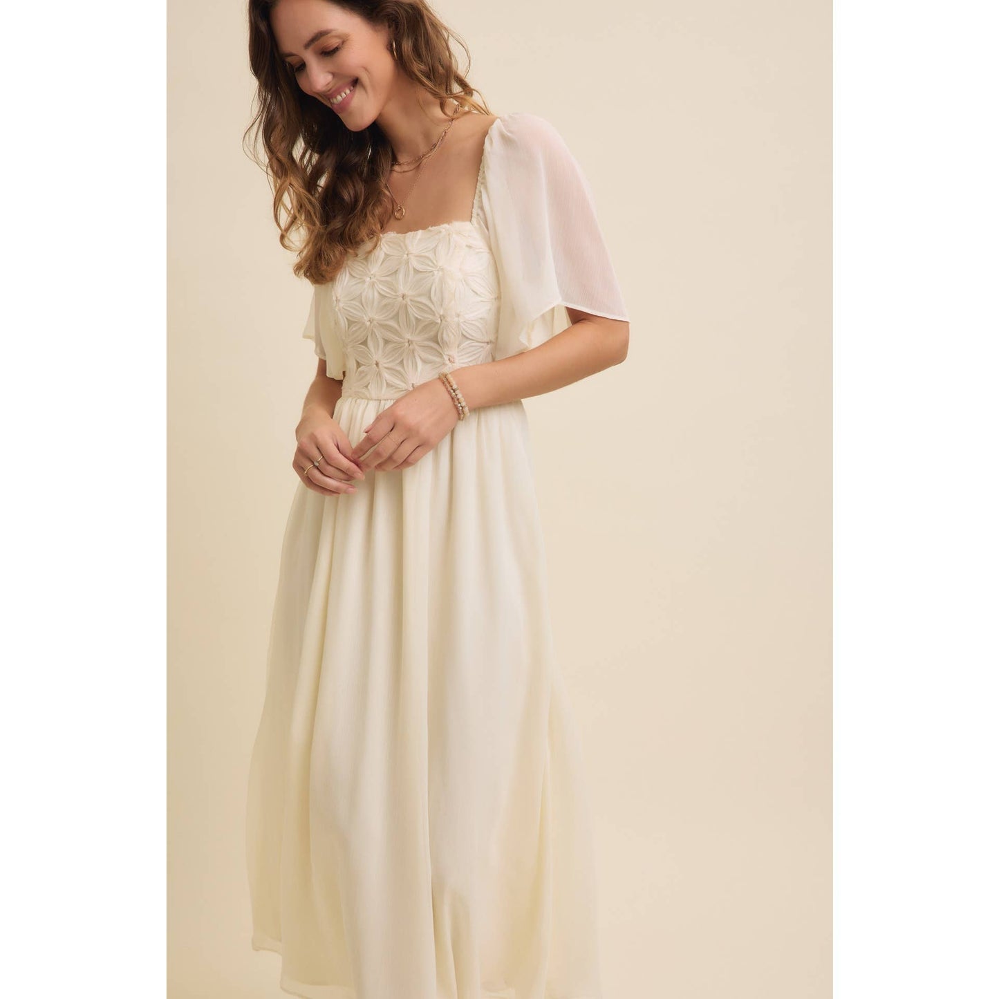 Feminine Flutter Midi Dress