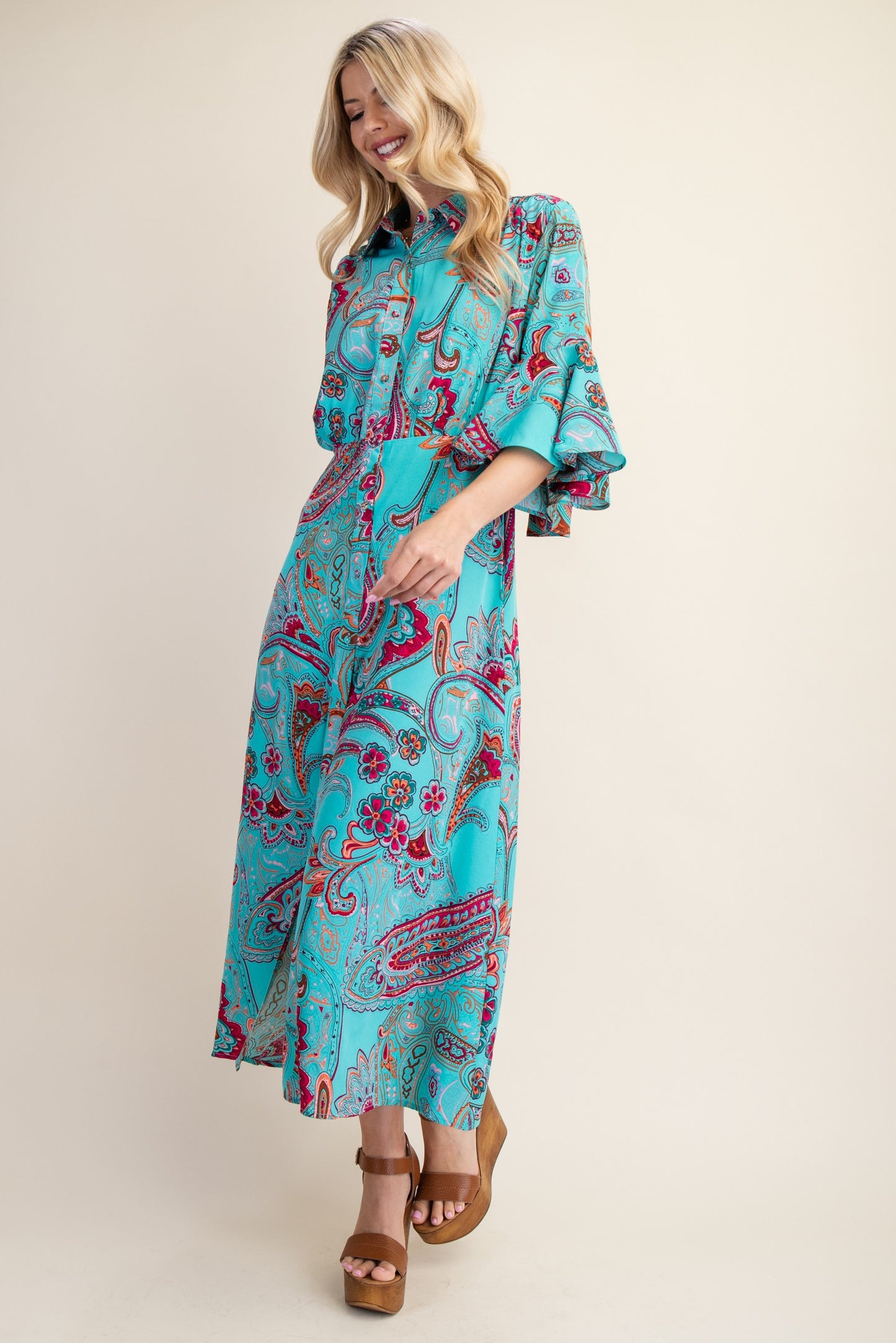Turquoise Paisley Dress