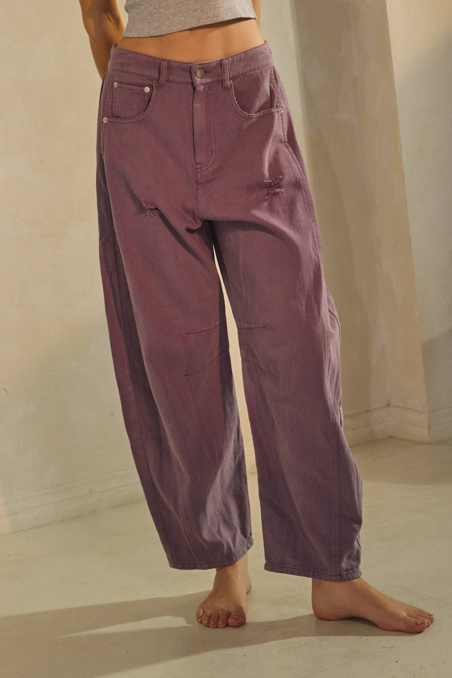 Acid Washed Barrel Pants