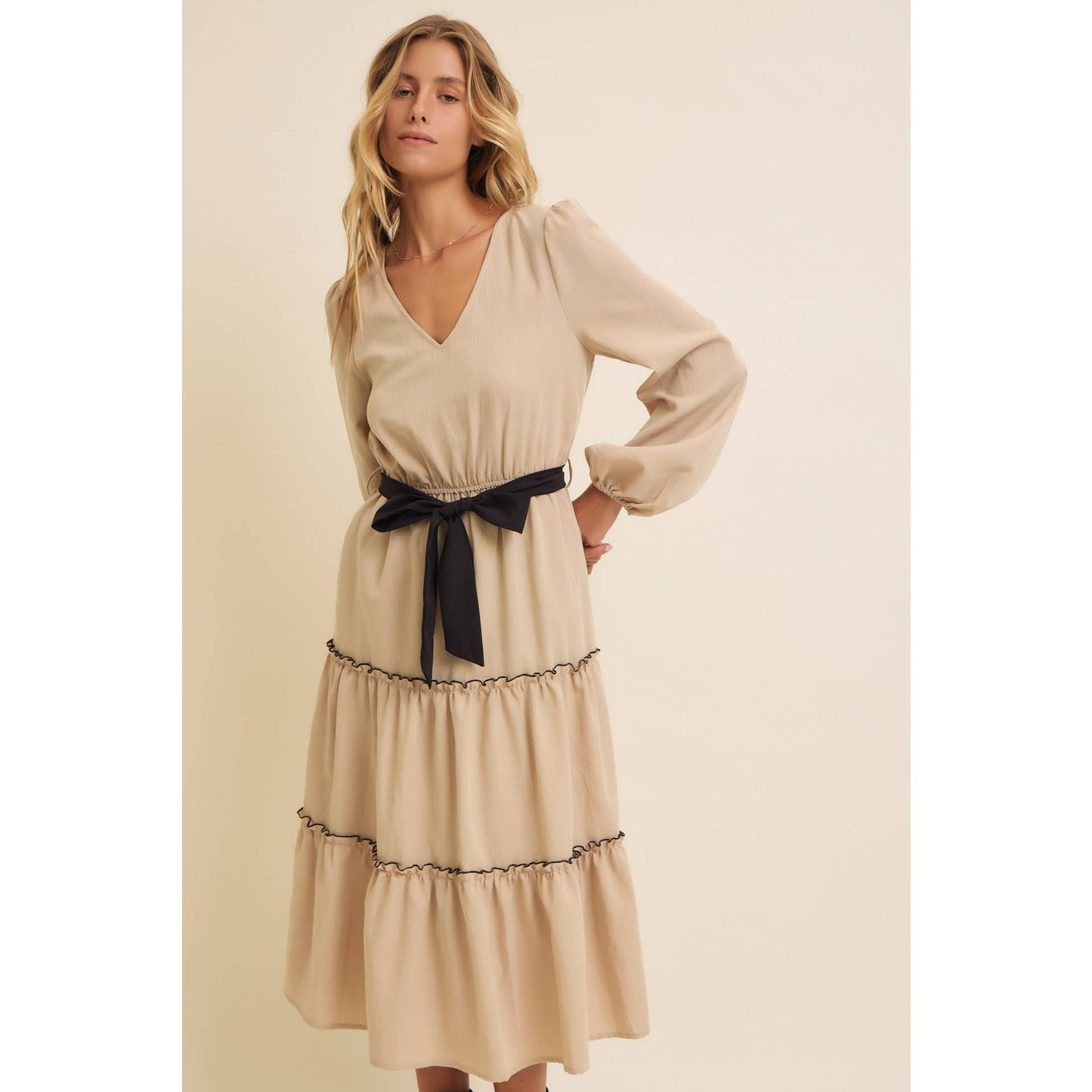 Bows and Beige Dress