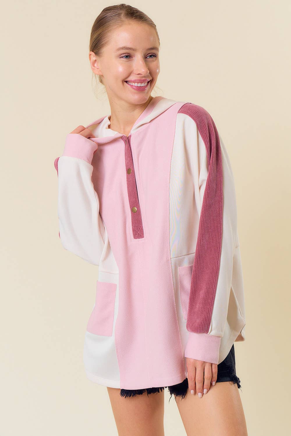 Cute Colorblock Pullover Top