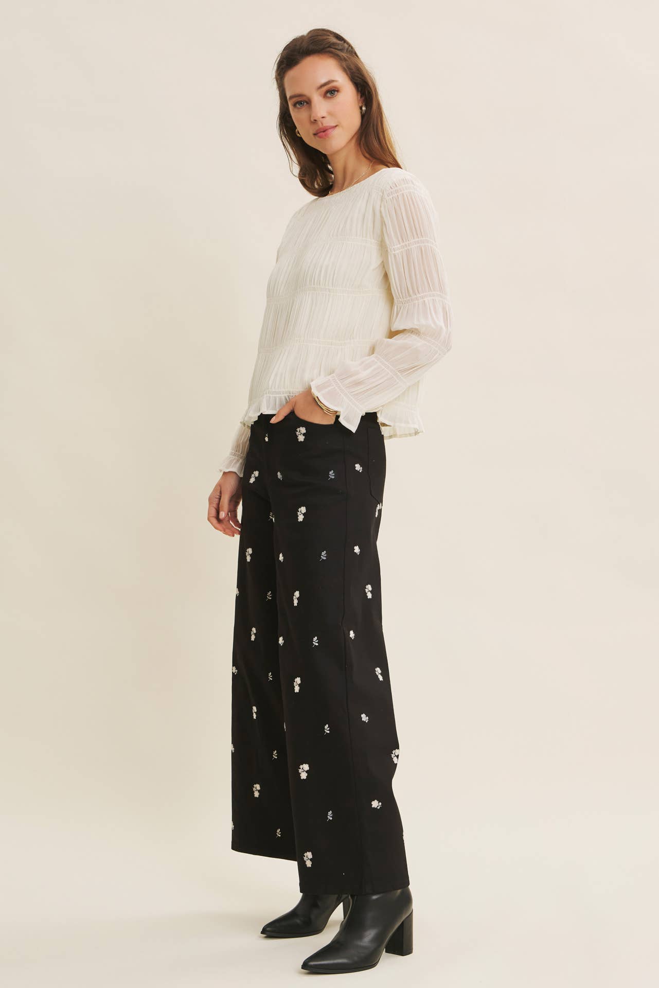 Floral Embroidered Pants