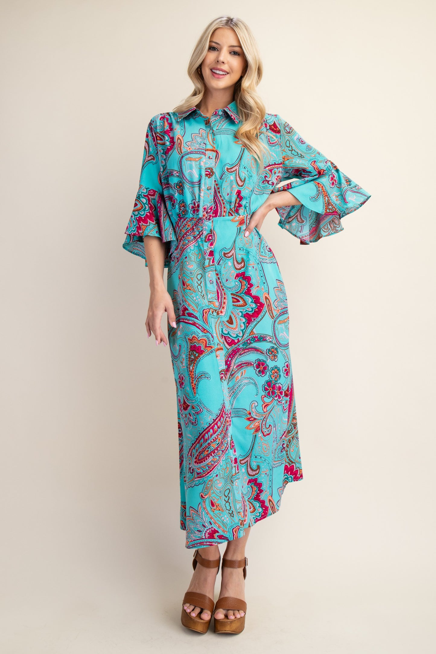 Turquoise Paisley Dress