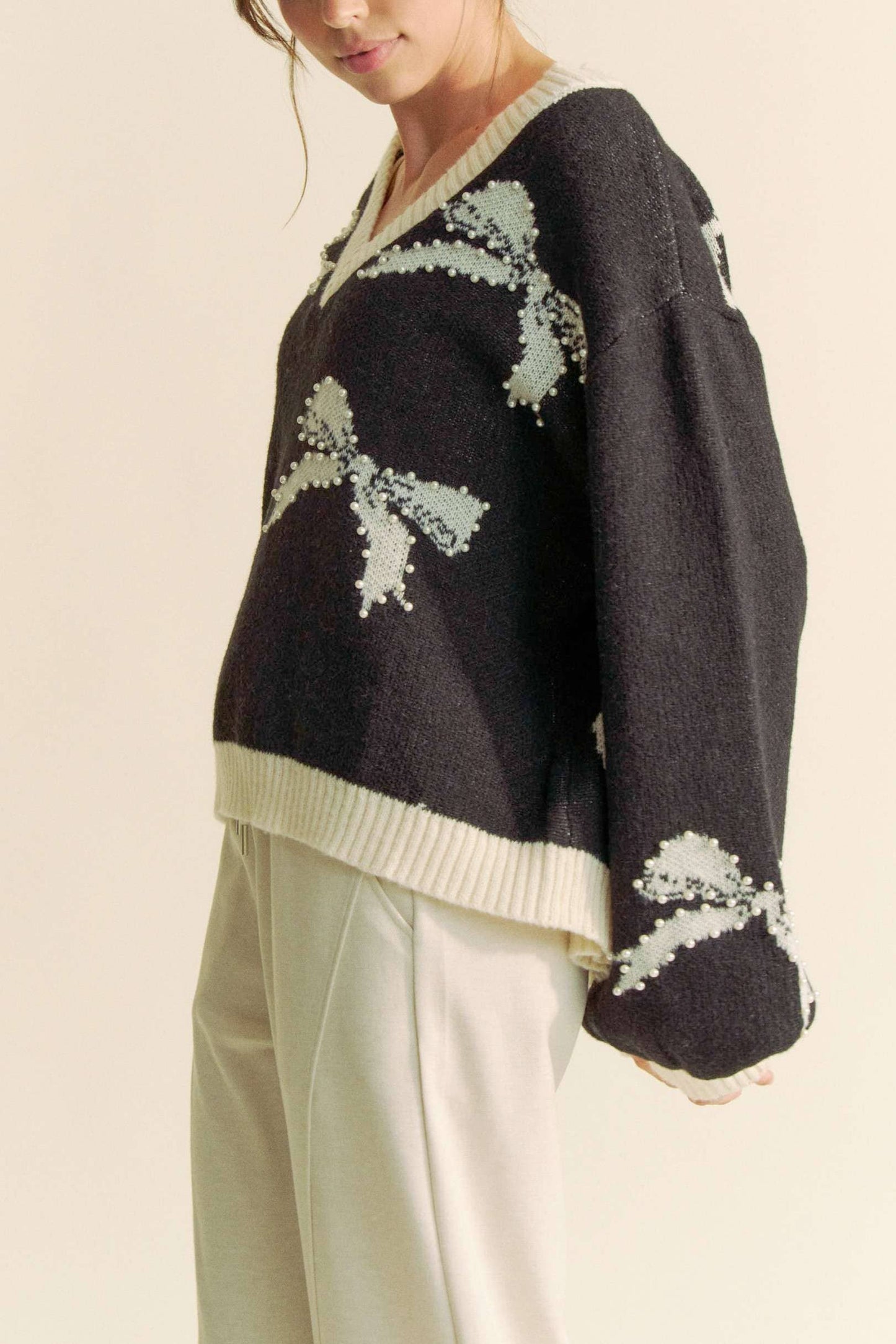 Bows and Pearls Sweater