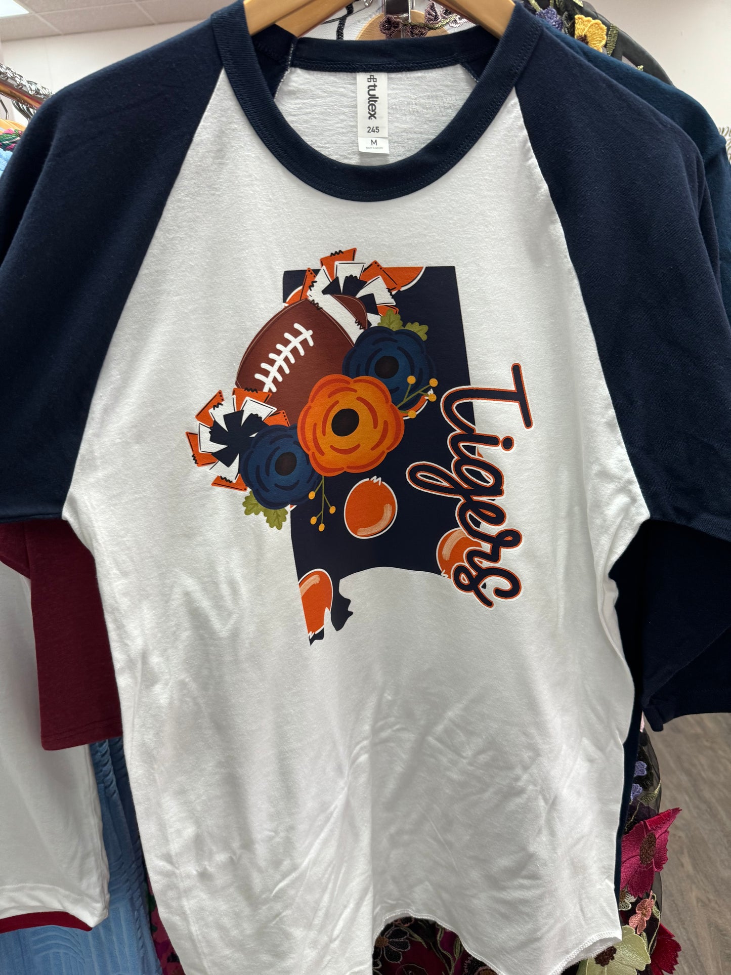 Floral Auburn Gals Baseball Tee