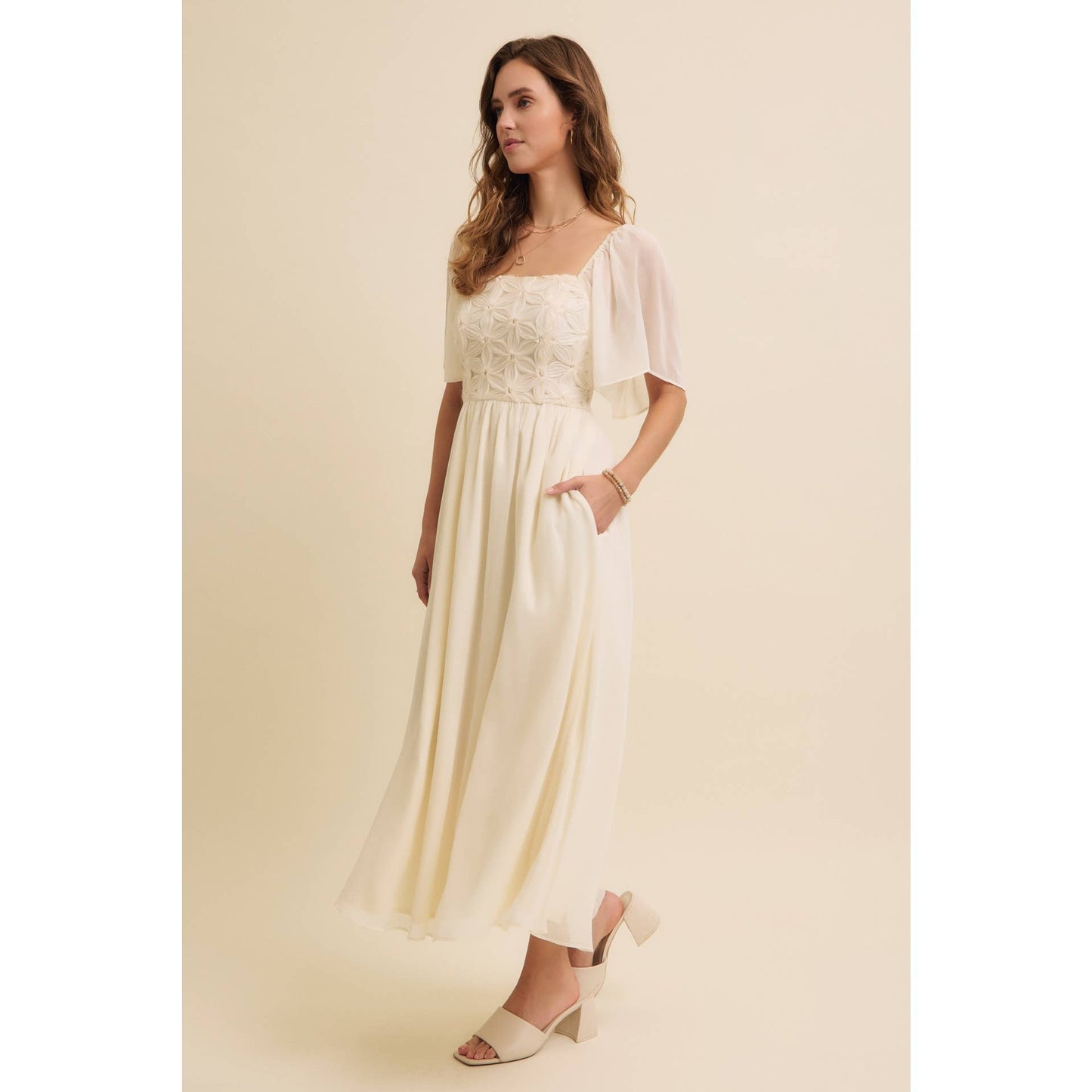 Feminine Flutter Midi Dress