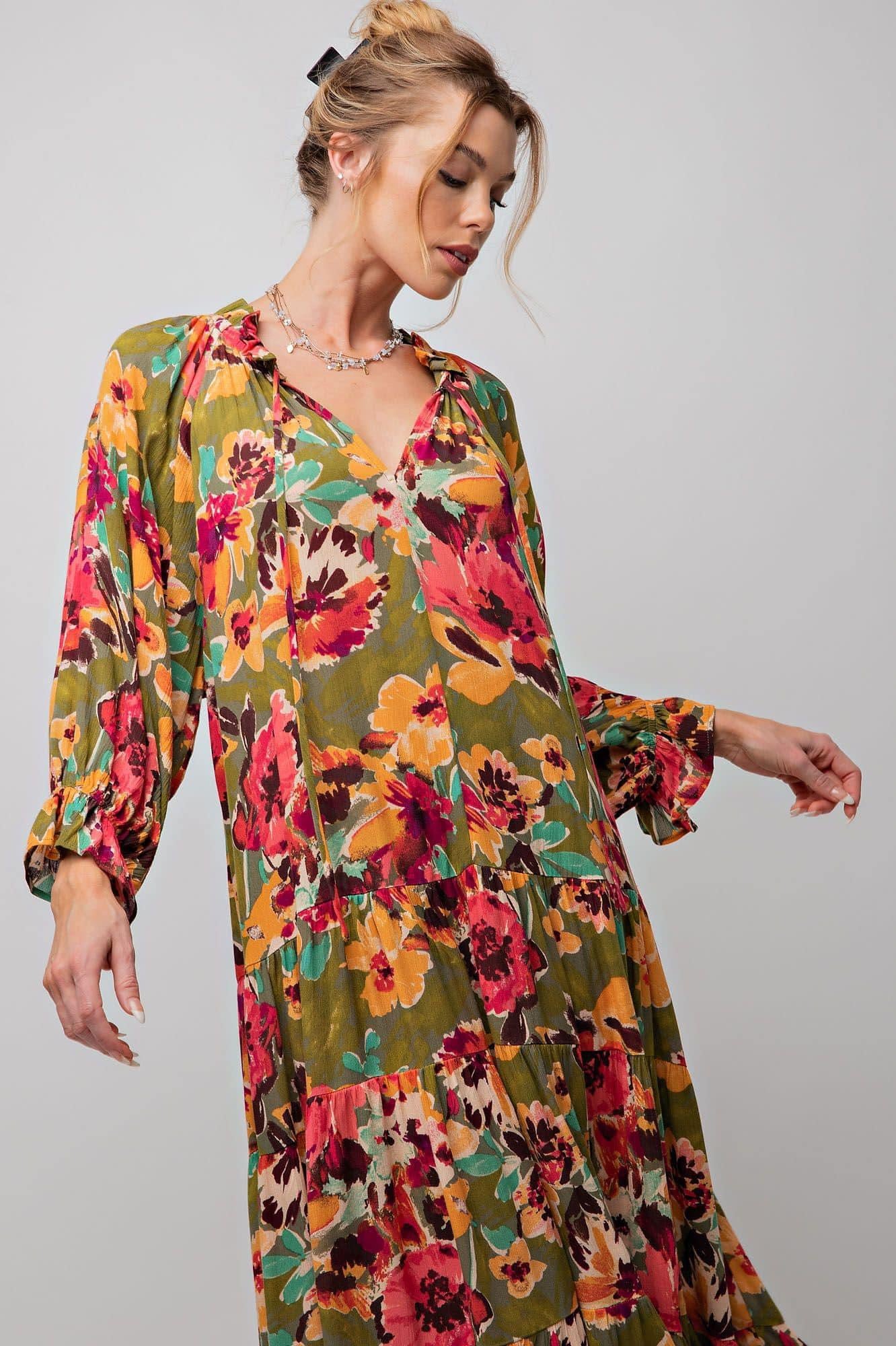Flirty Floral Fall Maxi Dress