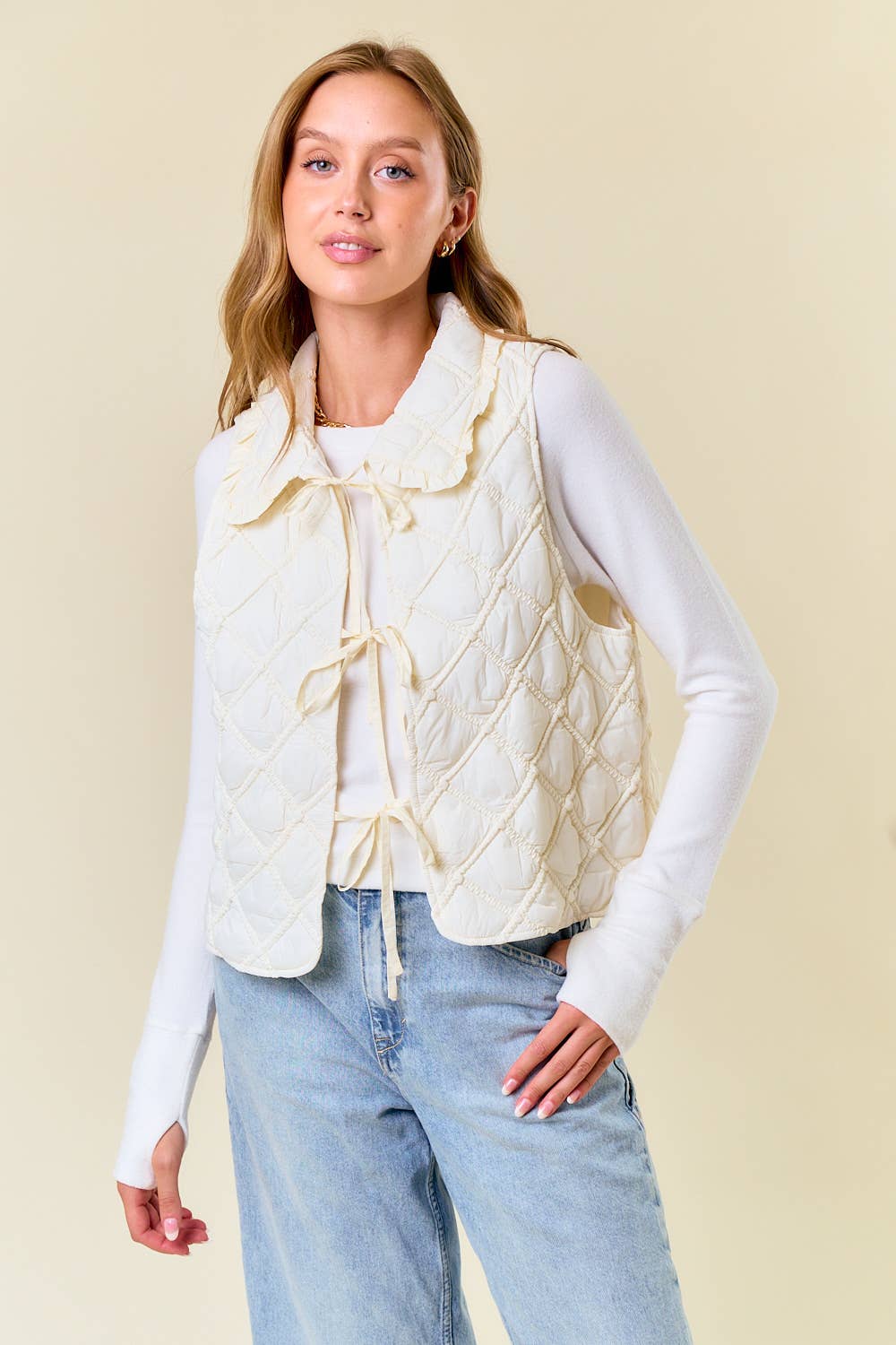 Ruffled and Quilted Vest