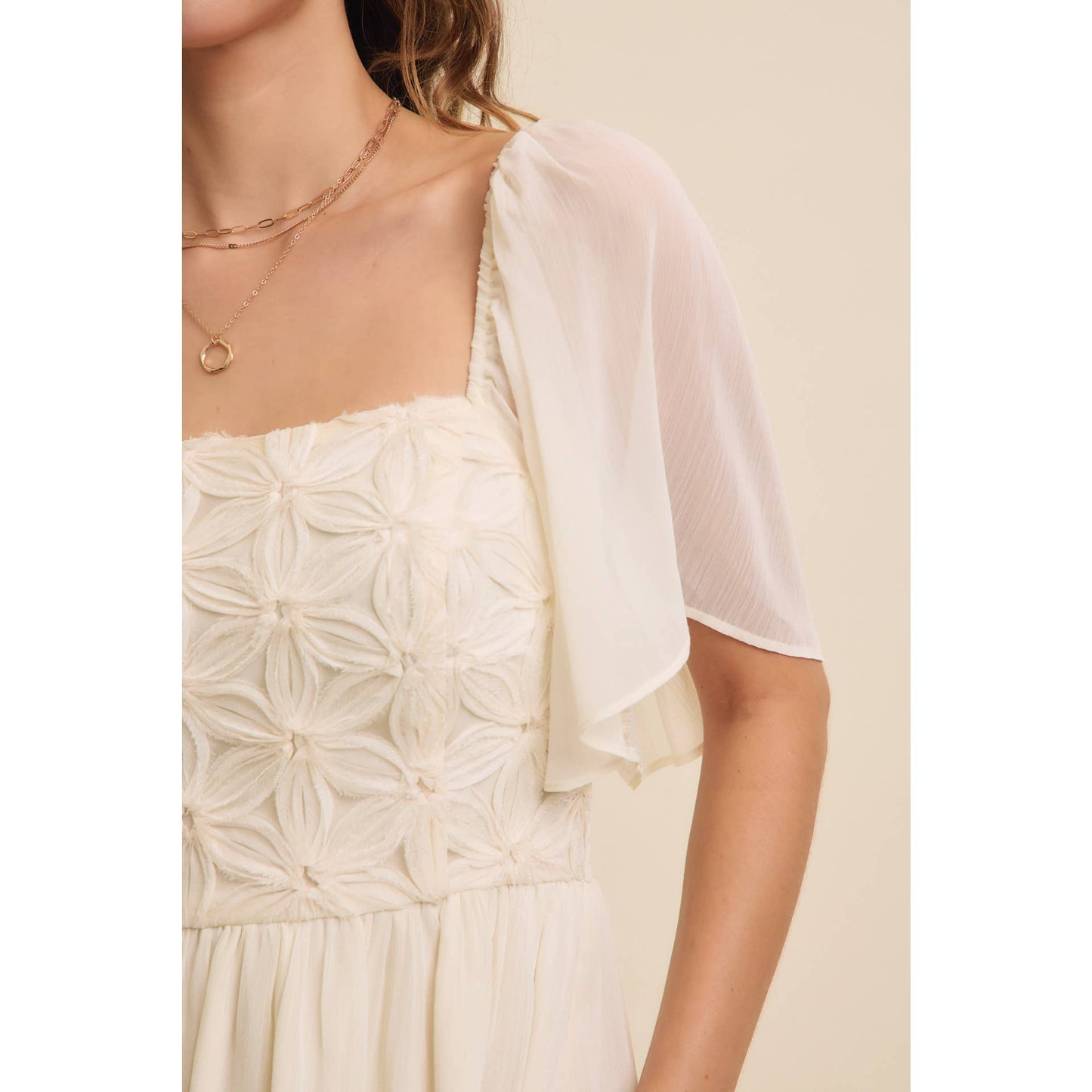 Feminine Flutter Midi Dress