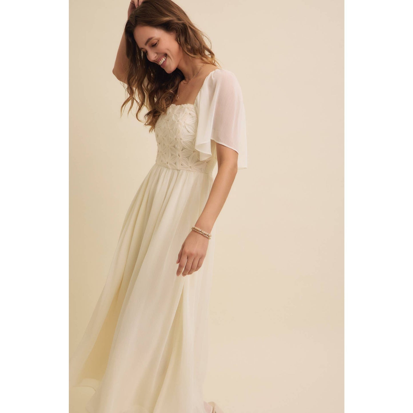 Feminine Flutter Midi Dress