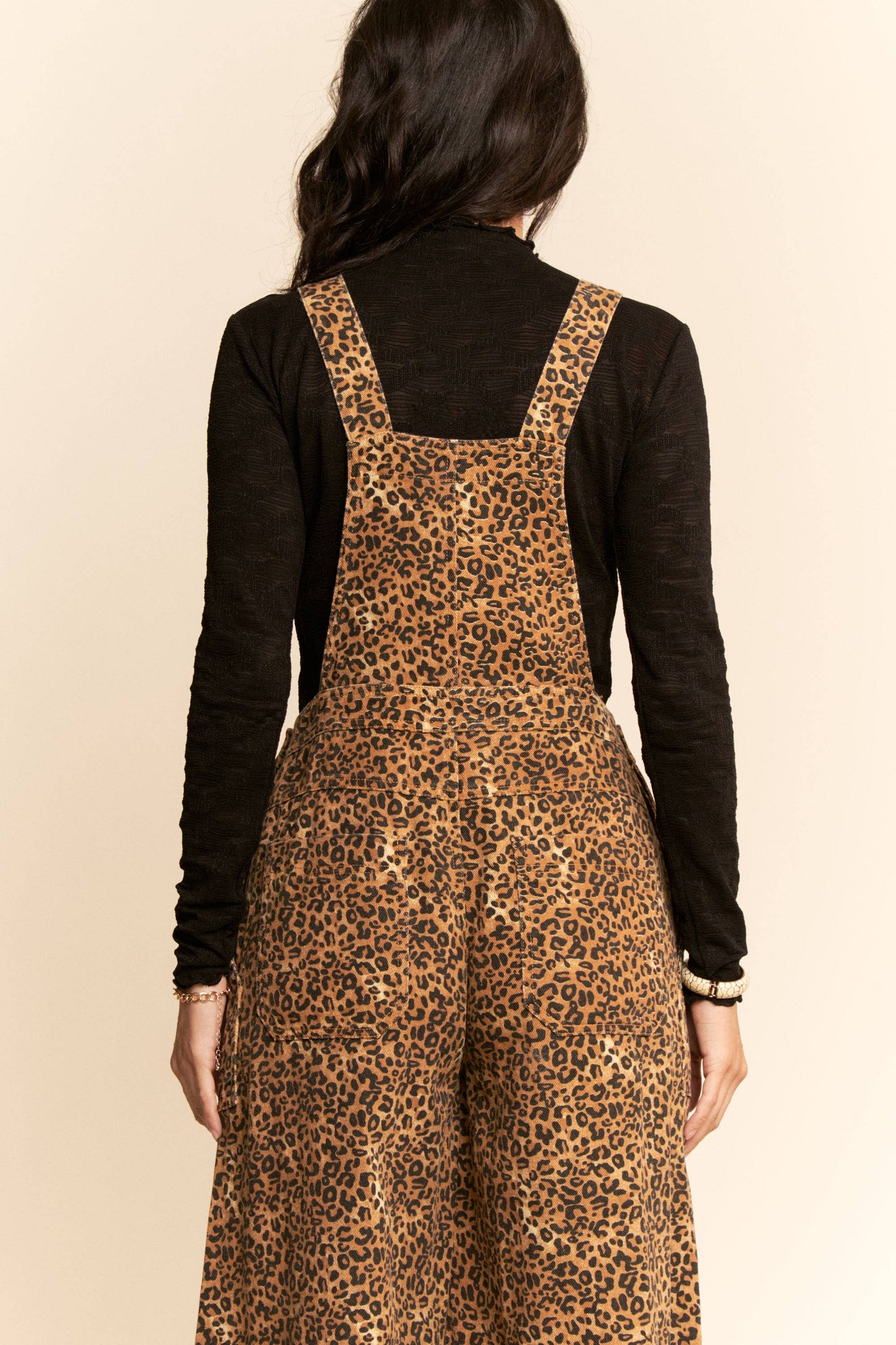 Denim Leopard Overalls