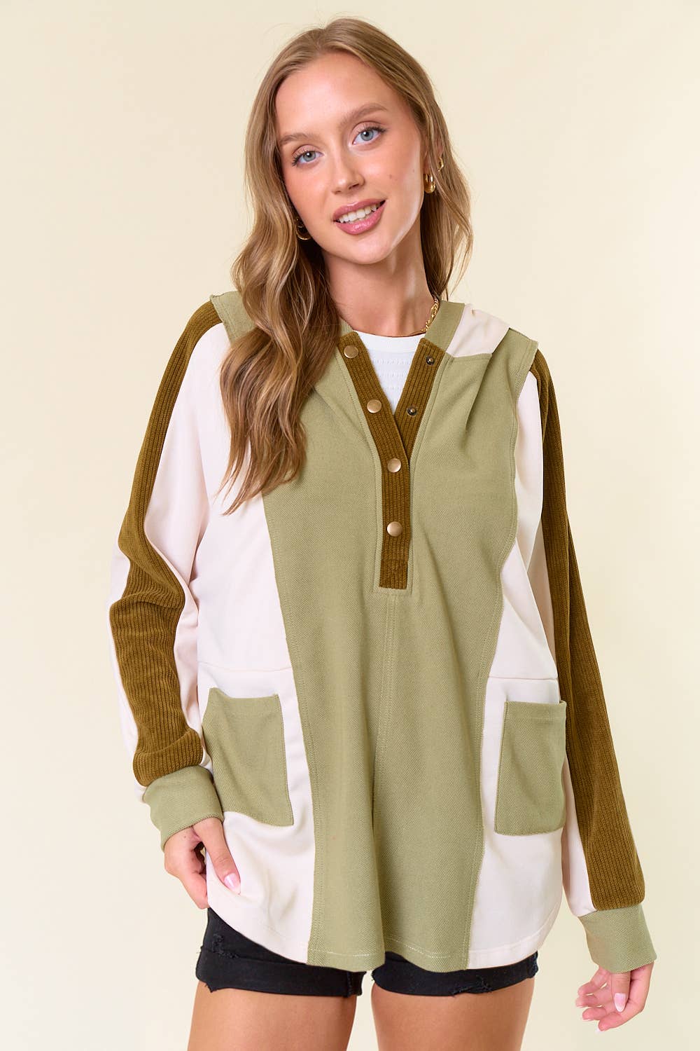 Cute Colorblock Pullover Top
