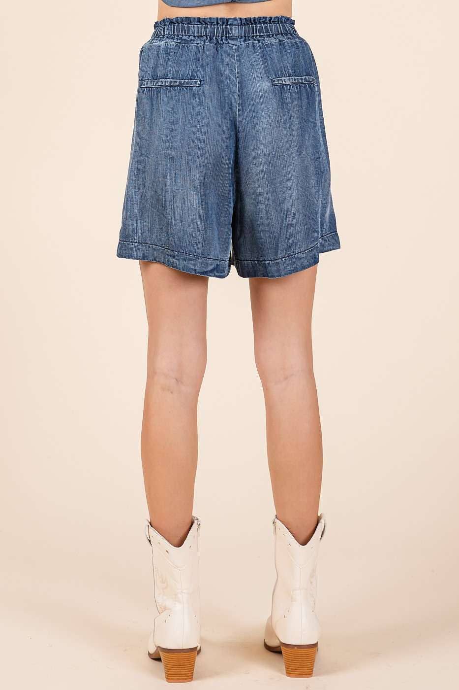 Washed Chambray Shorts
