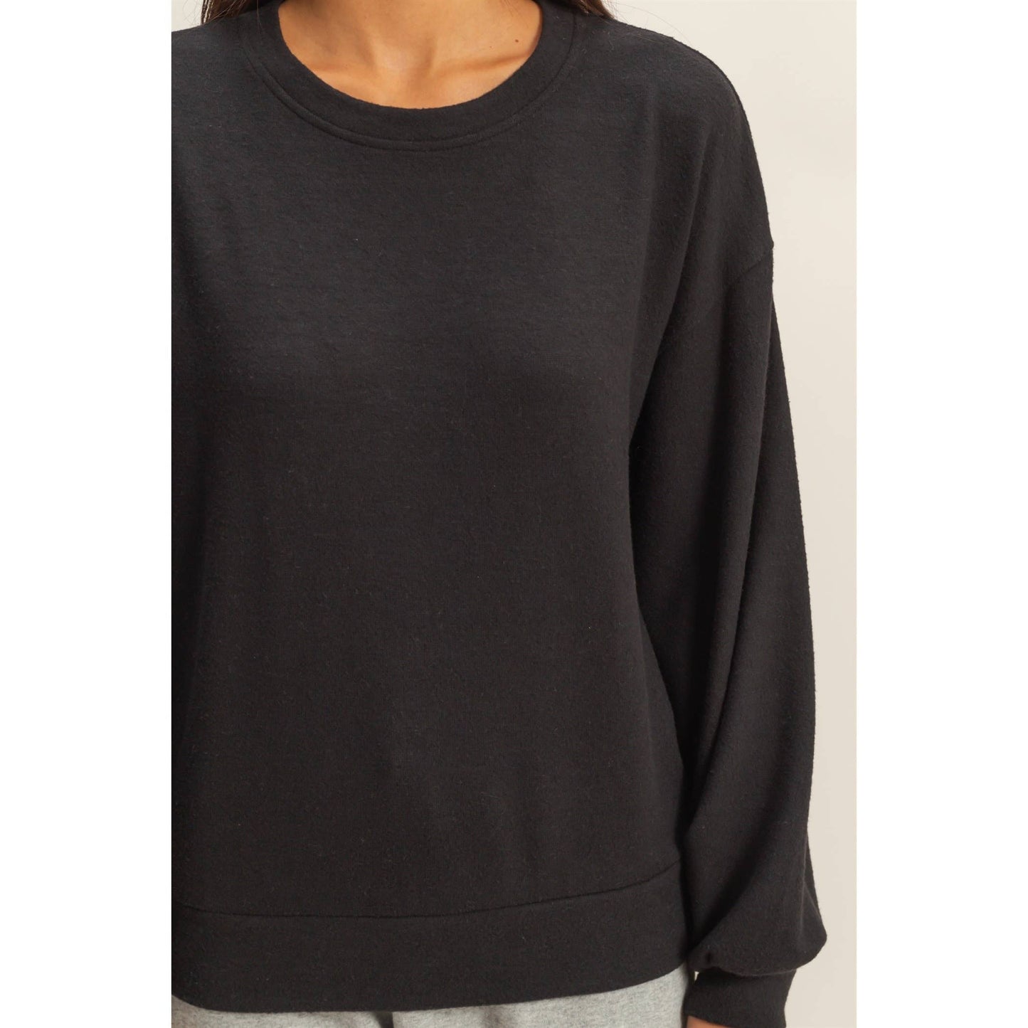 Black Balloon Sleeve Sweatshirt: DOORBUSTER