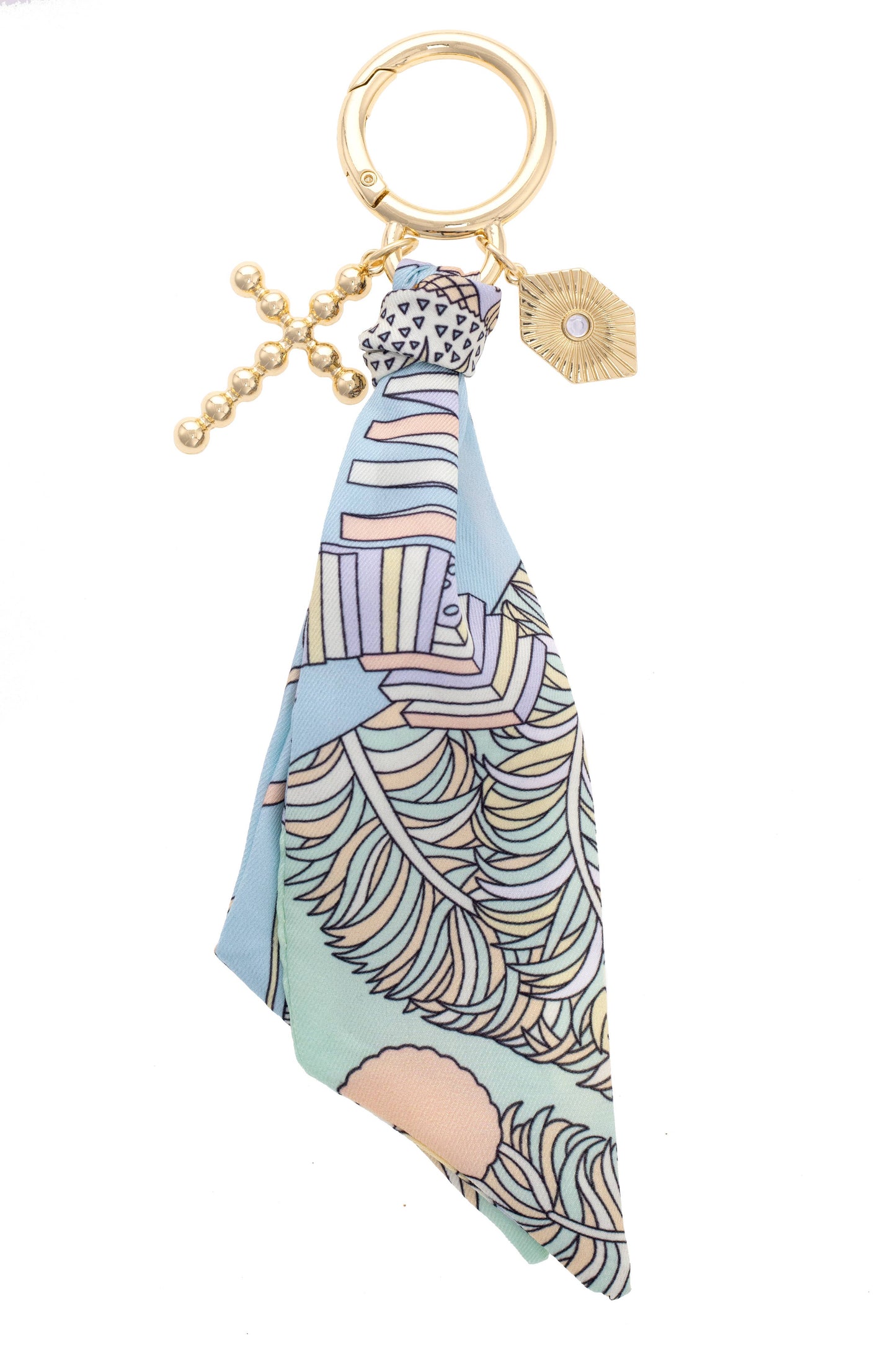 Louisa Beaded Cross Twillie Bag Charm in Pastel Multi