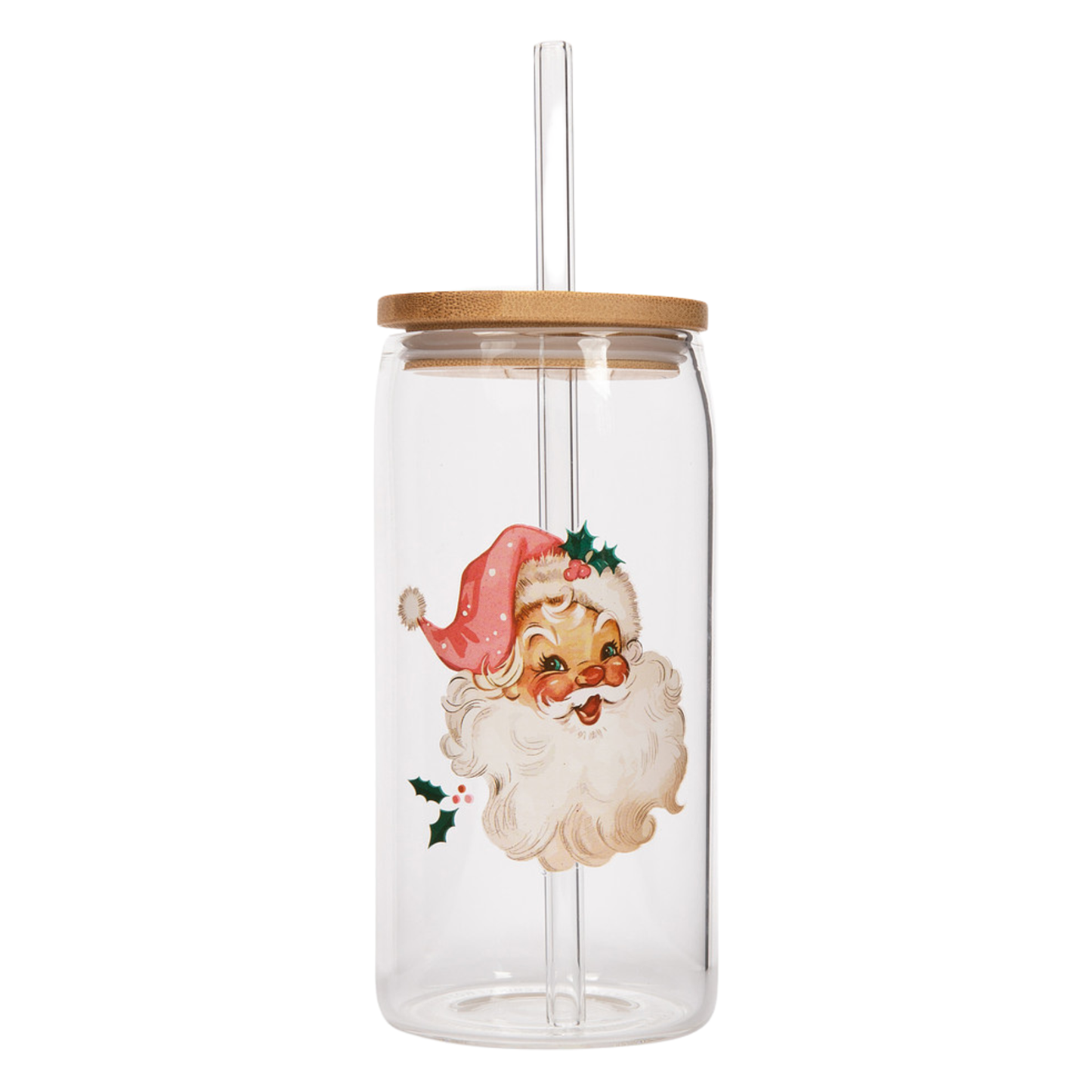 Vintage Santa Can Glass Cup