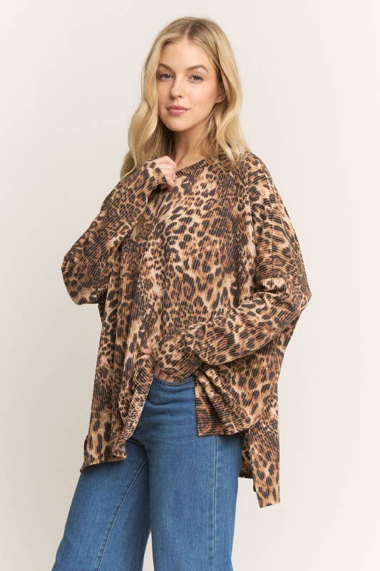 Sleek Feline Ribbed Top