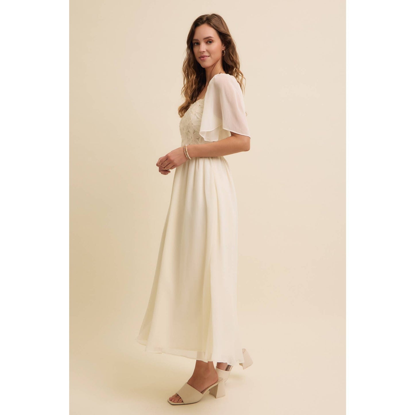 Feminine Flutter Midi Dress
