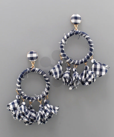 Gingham Tassel Earrings