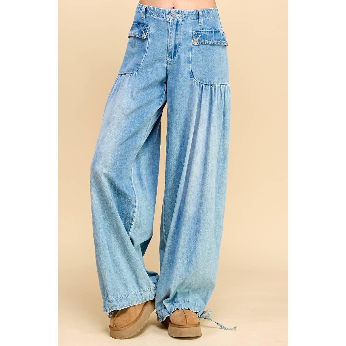 Drawstring Denim Pants
