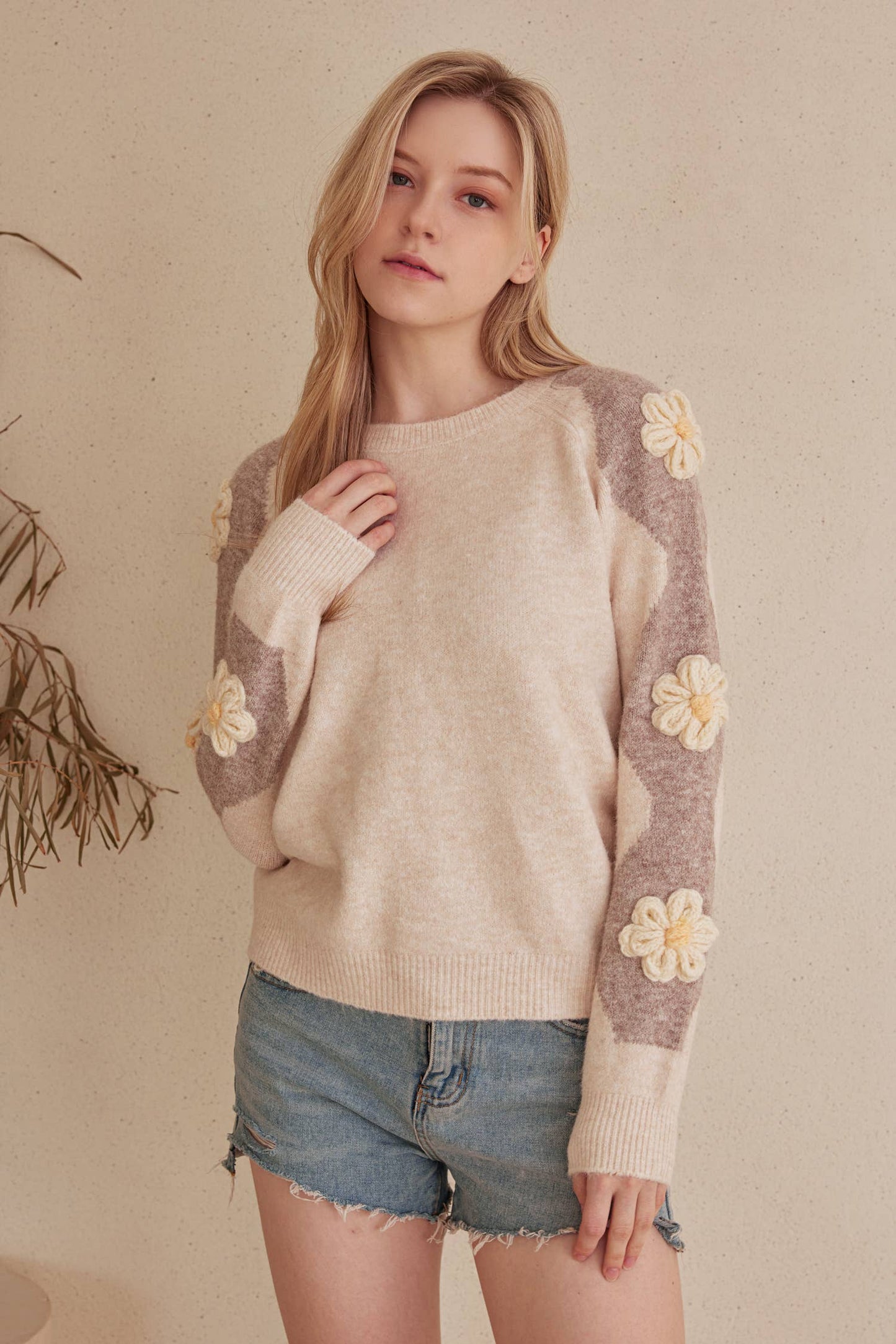 Floral Fuzzy Sweater