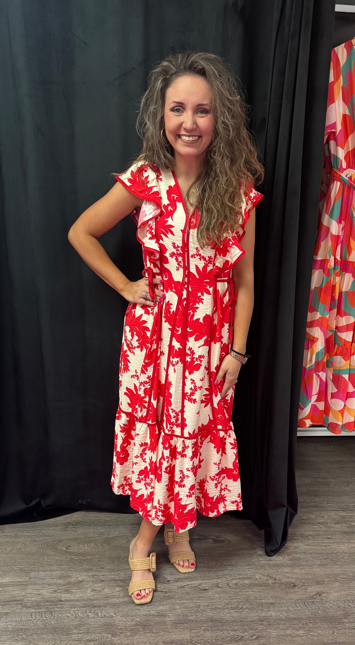 Lady in Red Midi Dress