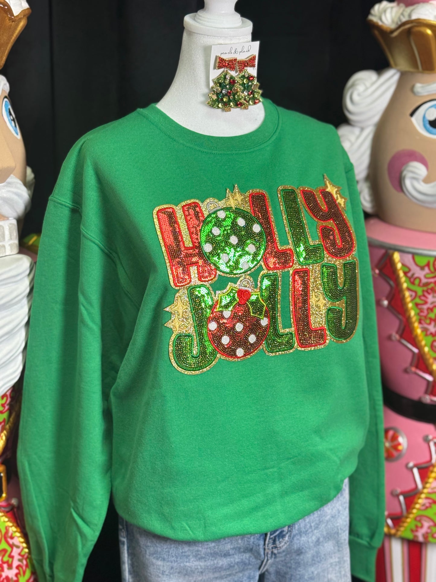 “HOLLY JOLLY” Patch Sweatshirt: DOORBUSTERS