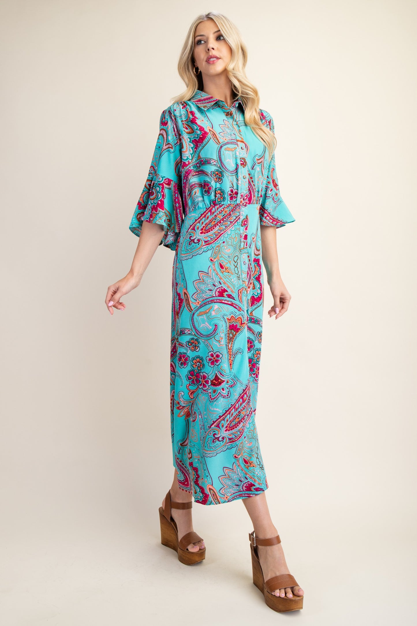 Turquoise Paisley Dress