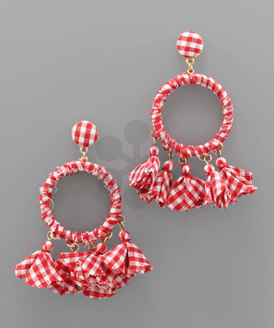 Gingham Tassel Earrings
