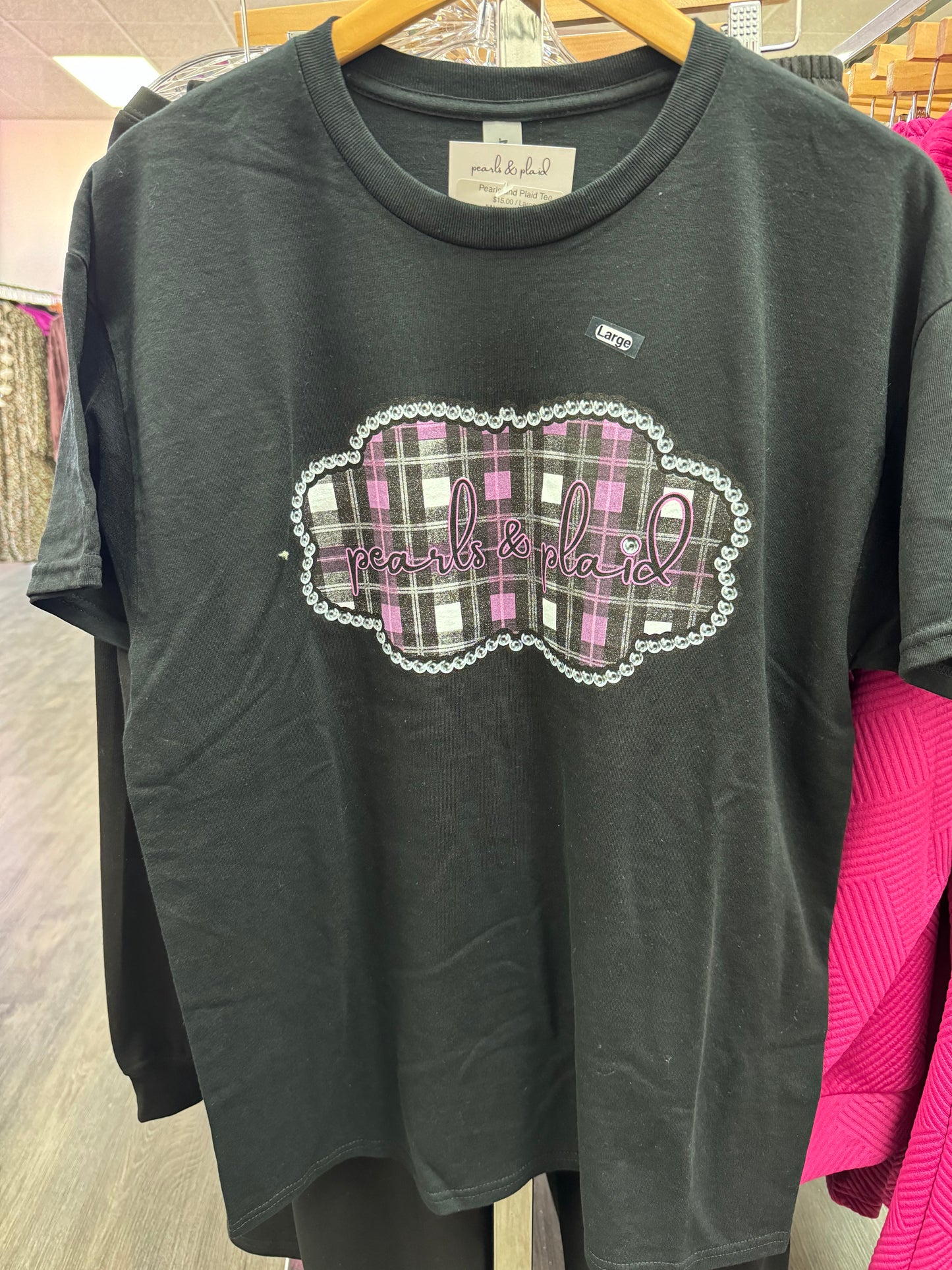 Pearls and Plaid Tee