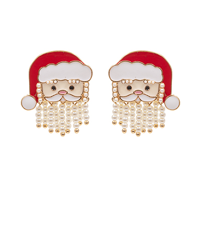 Pearly Santa Earrings