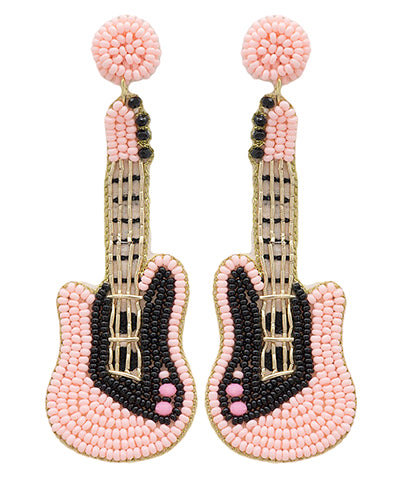 Pink Guitar Earrings