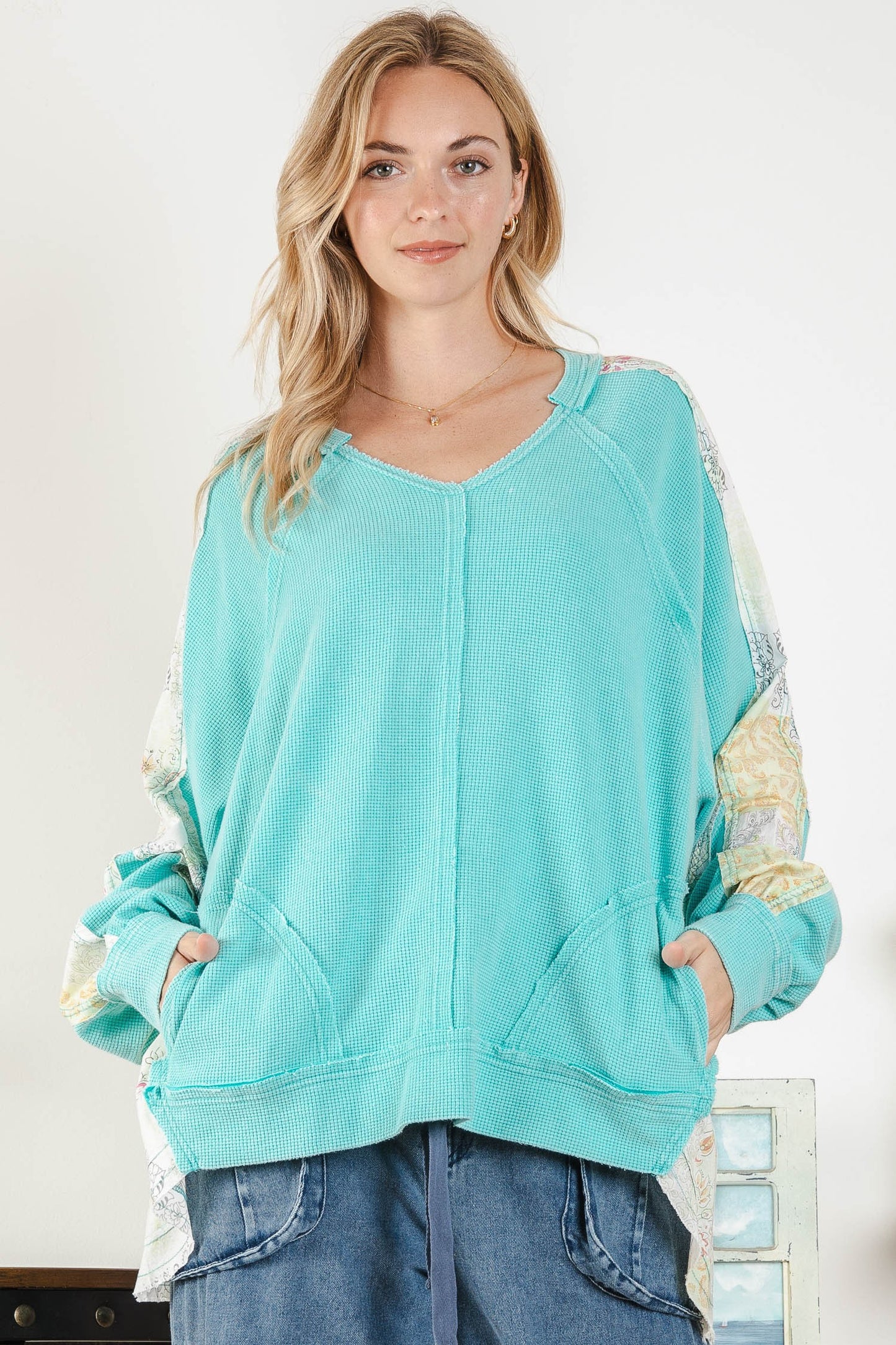 Waffle Knit Fabric Top