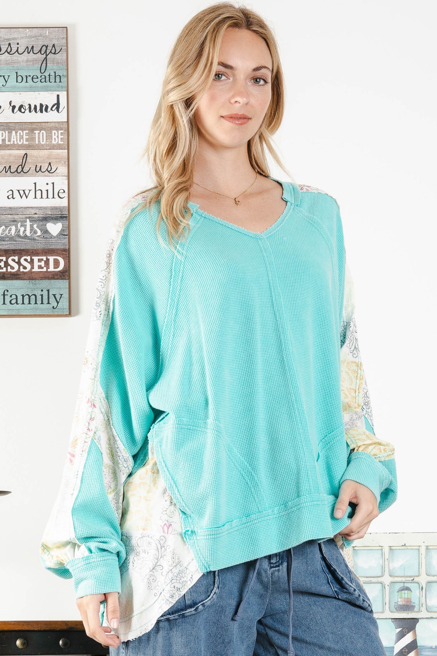 Waffle Knit Fabric Top
