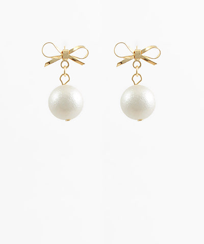 Baby Bow Pearl Earrings