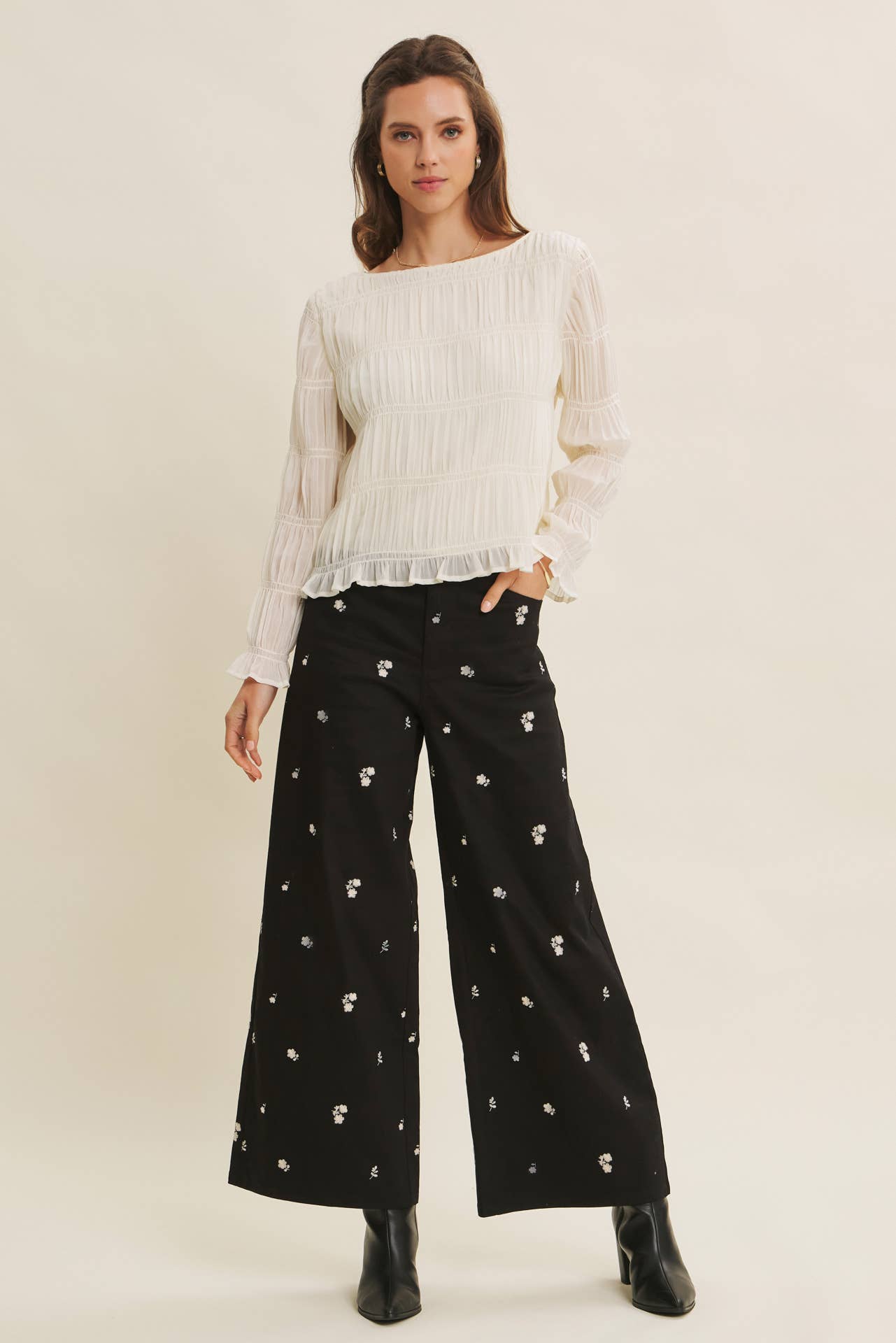 Floral Embroidered Pants